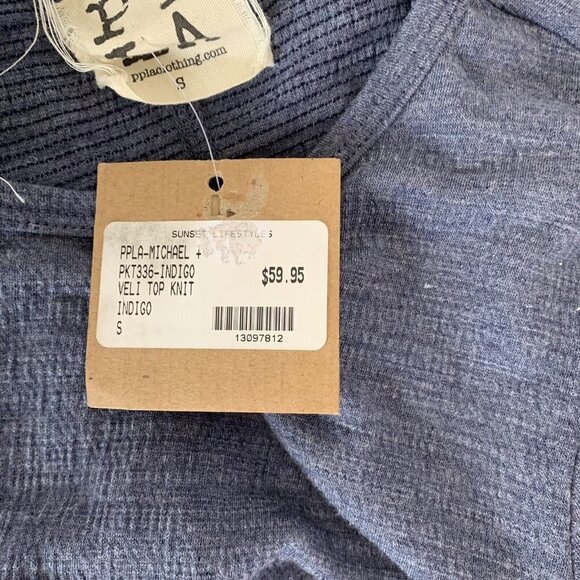 PPLA Clothing Veli Knit Top Indigo Blue Tunic Peasant Bell Women’s Small - Picture 8 of 10